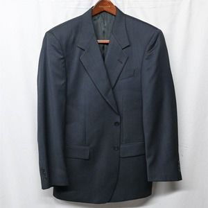 Tallia 40R Blue‎ Herringbone Wool 2 Button Blazer Sport Coat Jacket